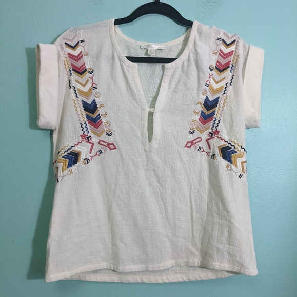 Anthropologie Tops - See U Soon Embroidered Short sleeve top Xs
